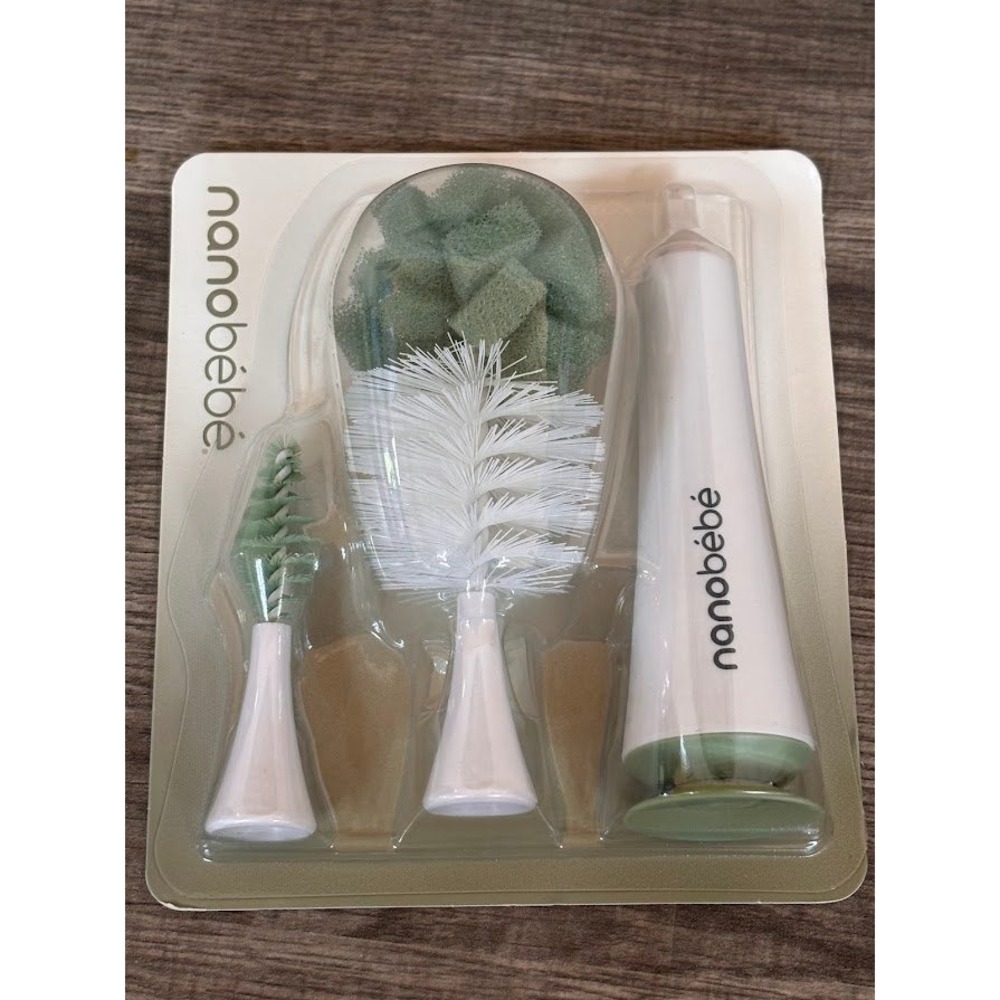 Nanobebe Flexy Bottle Brush Set‎ White Sage Green BPA Free Nipple Cleaner New